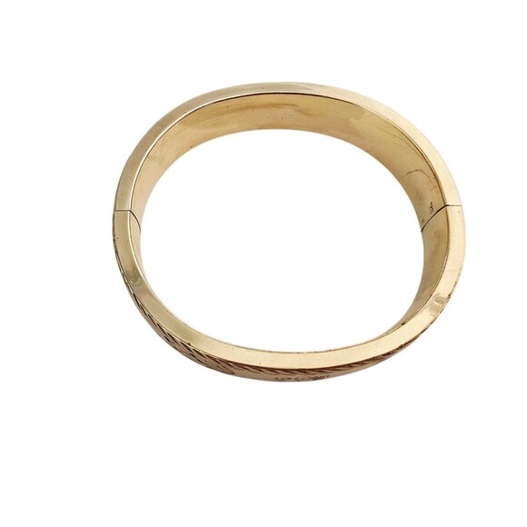 Vintage Matte Gold Initialed possibly MJS? Bangle Bracelet (GFBWC-5) - Picture 7 of 8